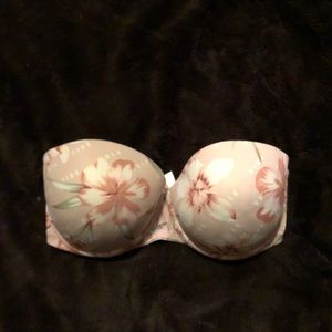 Floral strapless bra